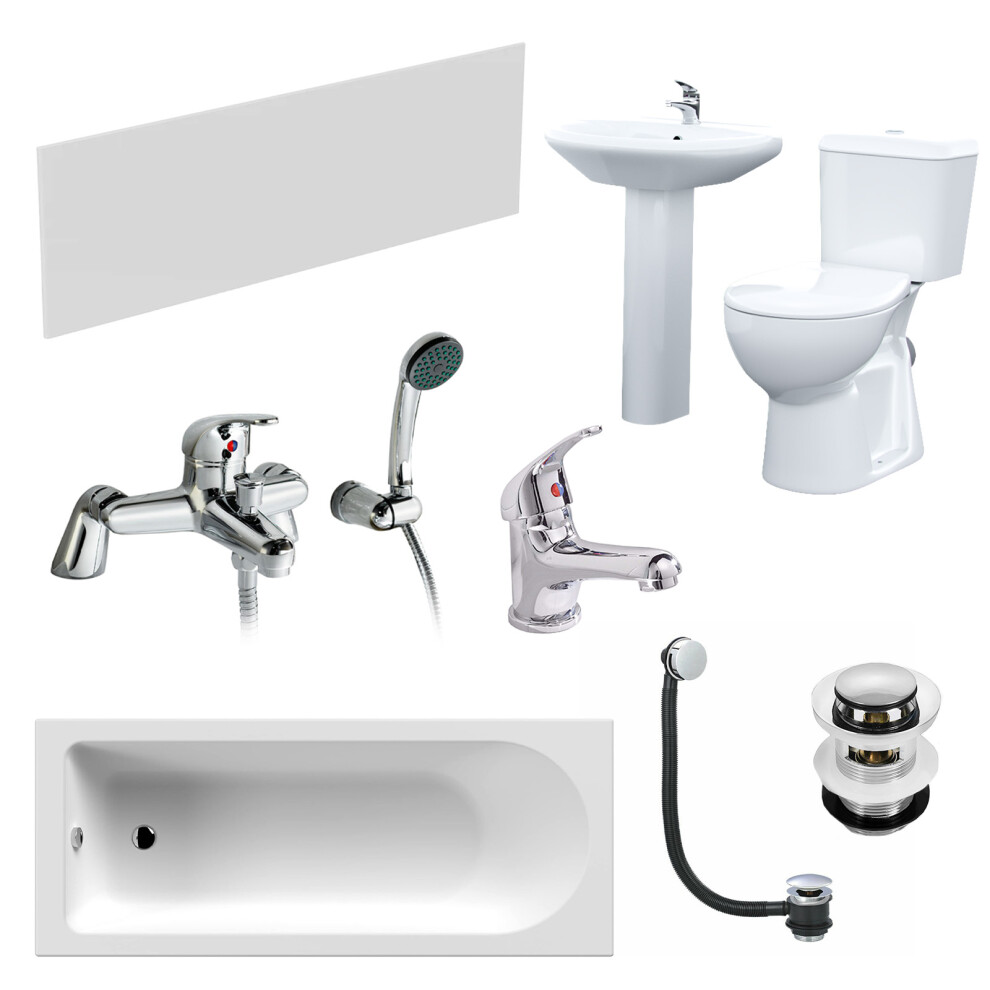 Nes Home Pedestal Basin Toilet 1700 Bath Tap And Front Panel Set White