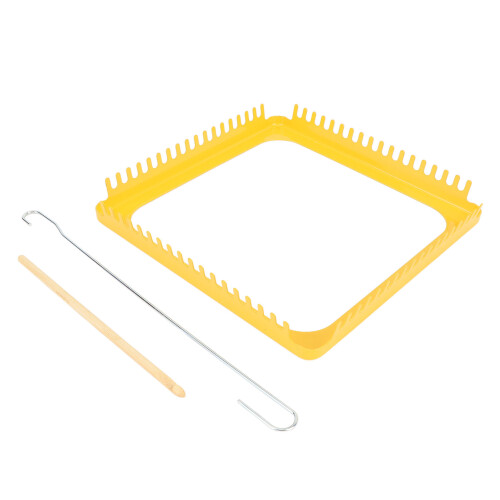 Weaving Loom Kit Yellow Metal 18 Teeth Square 1