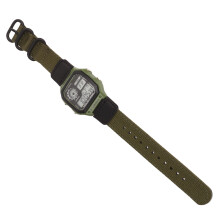 Digitalu Sportuhr Canvas-Armband Leuchtend Wasserdicht Retro-Sportuhr für Outdoorsport Grün