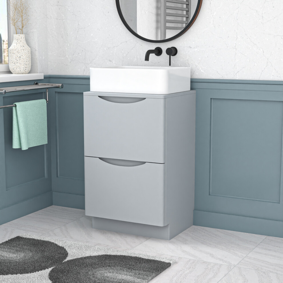 Nes Home 500mm Matte Grey Freestanding Vanity Unit With Square Bowl Basin-image-OPC-PJGF6RV-NEW