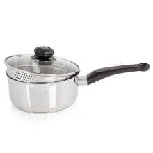 Swan Townhouse 18cm Stainless Steel Saucepan with Glass Lid, Stainless Steel SWPS5029SS
