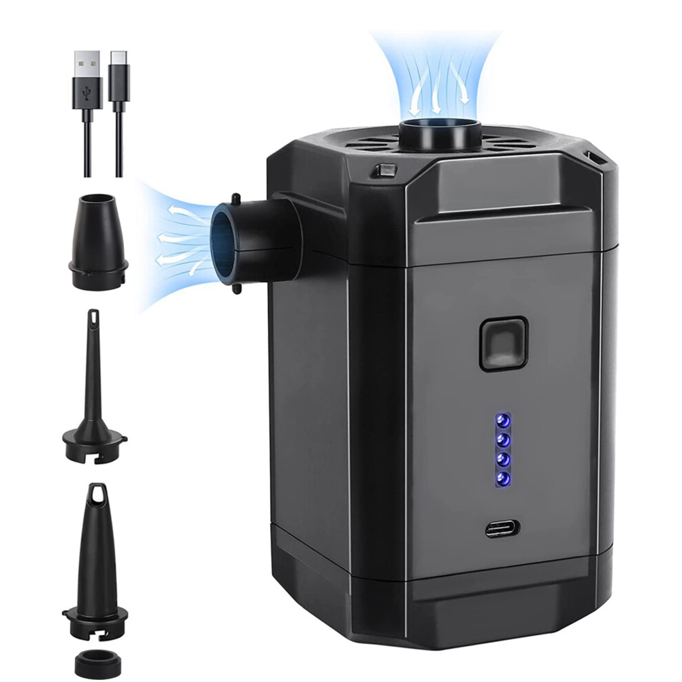 Cordless Electric Air Pump 5200mAh, 4000PA, Black, Compact 132mm-image-OPC-PJGF8GN-NEW