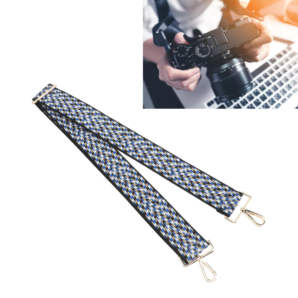 Woven Polyester Camera Strap, Adjustable 60-120Cm, Black/Blue/White 6901337708376