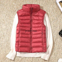 (M,Red)Down Vest Jacket Women Hooded Ultra Thin 90% Ultra Light Duck Down Coat Female Winter Large Sizes Solid Portable Warm Vest Woman