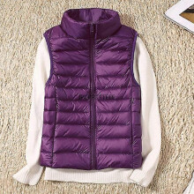 (xL,Purple)Down Vest Jacket Women Hooded Ultra Thin 90% Ultra Light Duck Down Coat Female Winter Large Sizes Solid Portable Warm Vest Woman