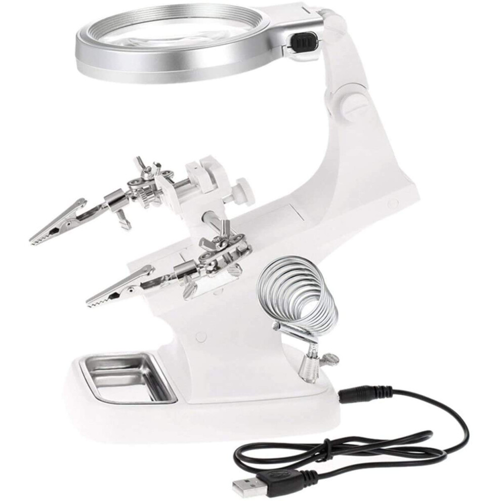 Magnifying Glasses With Stand LED Desk Magnifier 360-Degree Rotation 3X 4.5X Lens Clamp Mount