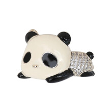 Panda Brooch Two-Piece Enamel Rhinestone Set For Women And Girls, One Size, Panda Lapel Pin Gift