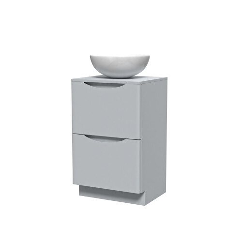 NES Home Nes Home Matte Grey 500mm Freestanding Vanity Round Ceramic Countertop Basin 1