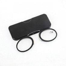 (300 degree, black) Portable Clip Nose Mini Reading Glasses With Nose Clip Men Women Readers Prescription Legless Eyeglasses 1.0 1.5 2.0 2.5 3.0 3.5