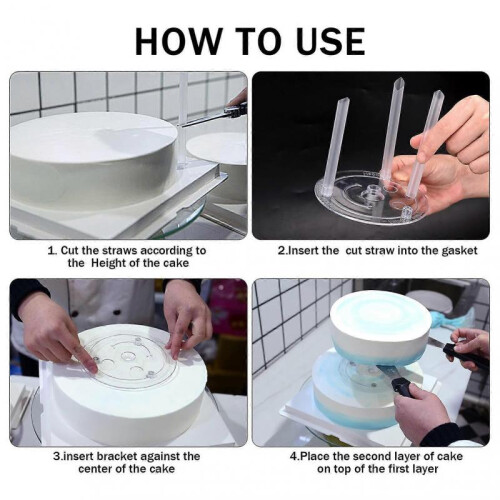 Multi-Layer Cake Supports Set with 12 Pieces Cake Dowels Rods for Tiered Cake, 4 Tier Cake Separator Plates 1