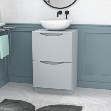 Nes Home Matte Grey 500mm Freestanding Vanity Unit With Round Ceramic Basin