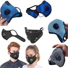 (Dark Blue) Face Mask Washable Reusable Anti Pollution PM2.5 Filter Face Mask Shield Mouth Cover Cycling Masks