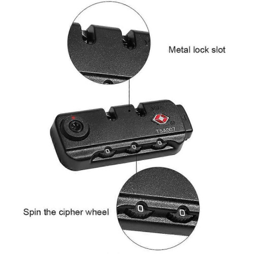 Customs Lock TSA007 Approved Zipper Bags Fixed Lock 3 Digit Luggage Lock for Luggage Suitcase 2