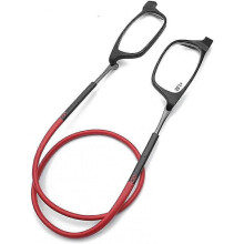 (2.5x, Black and Red) Magnetic Hanging Neck Glasses Portable Foldable Tr90 Reading Glasses For Men Women