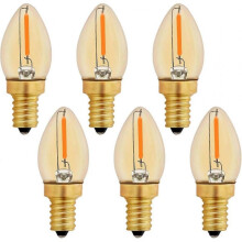 C7 E12 Led Bulb 220v,  0.5w Replacement 5w, E12 Led Filament Bulb Amber Decorative Night Light Bulb, Warm White 2200k, Non-dimmable, Pack Of 6