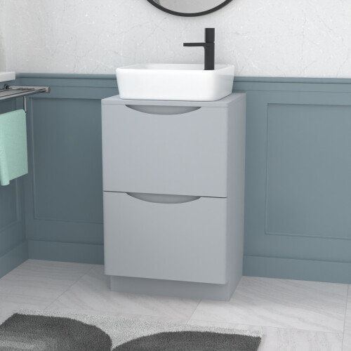 NES Home Nes Home 500mm Matte Grey Drawers Vanity, Worktop & Square Rounded Corner Basin
