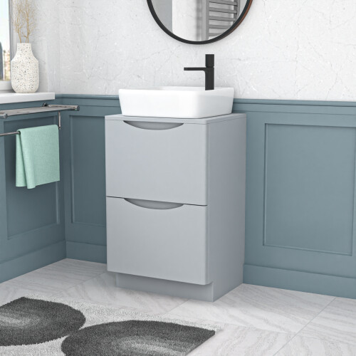 NES Home Nes Home 500mm Matte Grey Drawers Vanity, Worktop & Square Rounded Corner Basin 1
