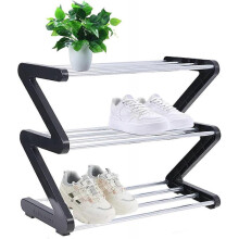 Tier Small Shoe Rack - Small Shoe Rack - Stable and Narrow Shoe Storage - Storage Organizer for Closet Entry Hallway Quick Assembly - Black