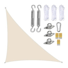 (Beige) Right Triangle Sun Shade Sail Canopy Mesh Fabric Uv Block - Commercial Heavy Duty