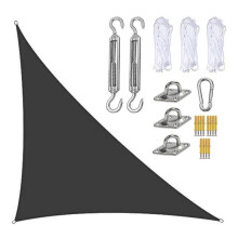(Black) Right Triangle Sun Shade Sail Canopy Mesh Fabric Uv Block - Commercial Heavy Duty