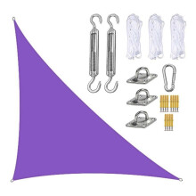 (Purple) Right Triangle Sun Shade Sail Canopy Mesh Fabric Uv Block - Commercial Heavy Duty