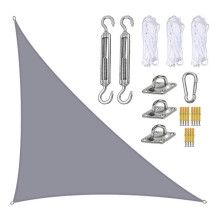 (Gray) Right Triangle Sun Shade Sail Canopy Mesh Fabric Uv Block - Commercial Heavy Duty