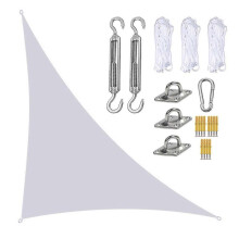(White) Right Triangle Sun Shade Sail Canopy Mesh Fabric Uv Block - Commercial Heavy Duty