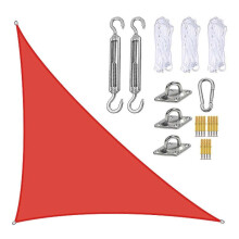 (Red) Right Triangle Sun Shade Sail Canopy Mesh Fabric Uv Block - Commercial Heavy Duty