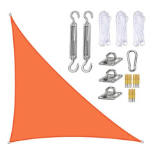 (Orange) Right Triangle Sun Shade Sail Canopy Mesh Fabric Uv Block - Commercial Heavy Duty