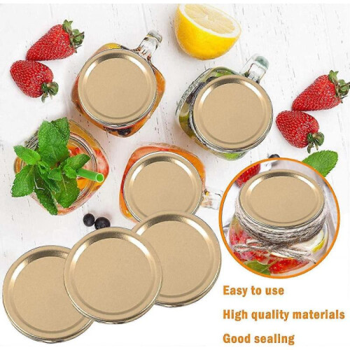 Mason Jar Lids for Canning - Regular Mouth, Reusable Leak Proof Gold Lids (30 Pack) 1