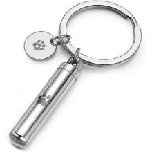 Cylinder Pet Ashes Keyring, Pawprint Dog Cat Tube Urn Memorial Keychain Cremation Ash Holder for Dogs And Cats