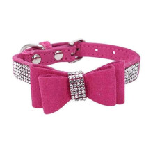 10"-24" Length Cute Pet Dog Velvet Bow Tie Collar Puppy Cat Full Crystal