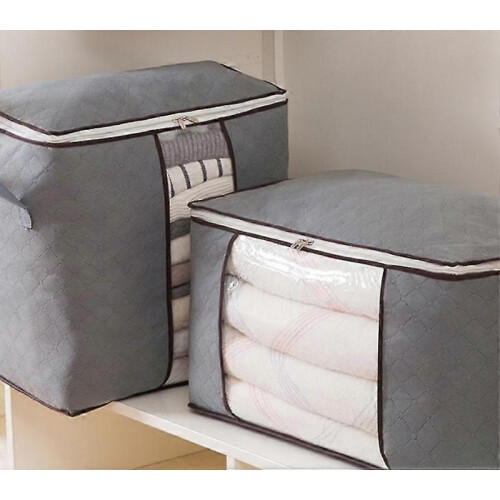Large Capacity Clothes Storage Bag Organizer with Reinforced Handle Thick Fabric for Comforters, Blankets, Bedding, Foldable with Sturdy Zipper, Clear 2