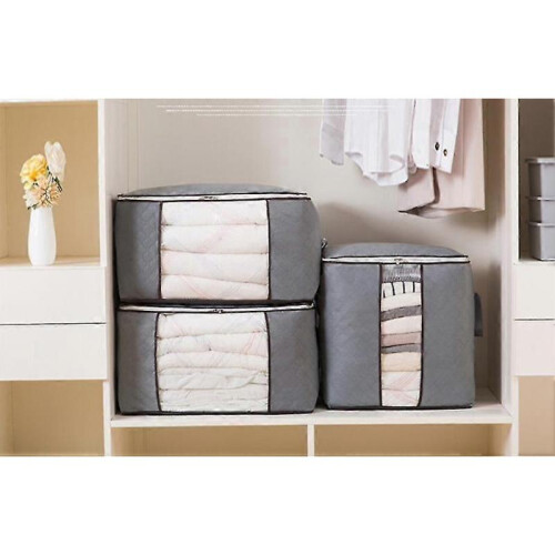 Large Capacity Clothes Storage Bag Organizer with Reinforced Handle Thick Fabric for Comforters, Blankets, Bedding, Foldable with Sturdy Zipper, Clear 1