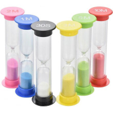 Colorful Hourglass 6pcs, 30sec / 1min / 2min / 3min / 5min / 10min - Small colorful hourglass, hourglass timer, brush teeth, hourglass for children