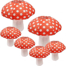 Mushroom Paper Lanterns, Set Of 6 Paper Lanterns 12 Inch 8 Inch Paper Lantern for Party Decoration, Wedding, Graduation, Baby Shower, Birthday, Christ