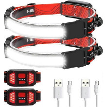Rechargeable Headlamp, 230 Lighting Wide Beam Headlamp, 1000 Lumens, 3 Modes, Super Bright Led Headlamp, Lightweight Headlamp 2pcs