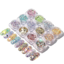 12 Boxes Nail Glitter Sequins Powder 3D Holographic Mermaid Powder Flakes Face Glitter Body Aluminum Powder Flakes