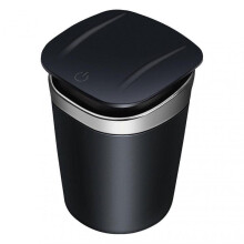 (Silver) Portable Truck Trash Can Car Ashtray Vehicle With Blue LED Light Automatic Lid
