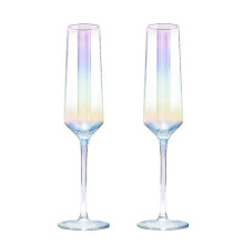 Crystal Champagne Flutes Glass Set Of 2 Iridescent Champagne Glass Flutes Wedding Christmas Valentine Cheers