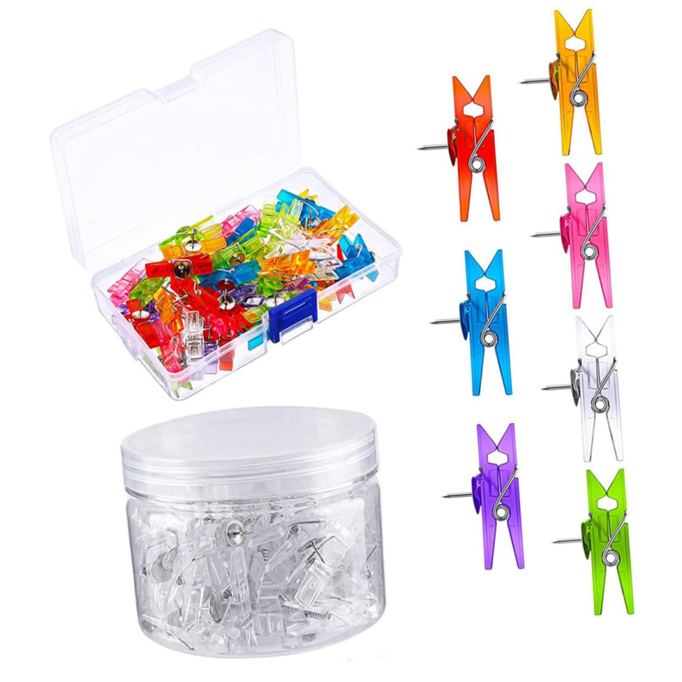 Small Plastic Clothespins 2 Boxes, Push Pins For Walls, Corkboard Clips, Photo Clips 6493810559556