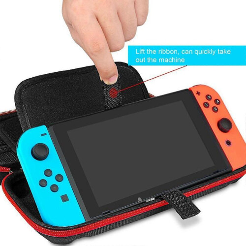 (Black) Storage Box Fit For Nintendo Switch, Dual Zippers Rugged Handle Game Console 1