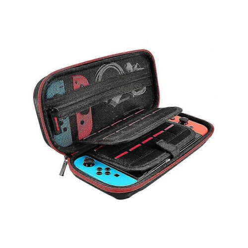 (Red) Storage Box Fit For Nintendo Switch, Dual Zippers Rugged Handle Game Console 2