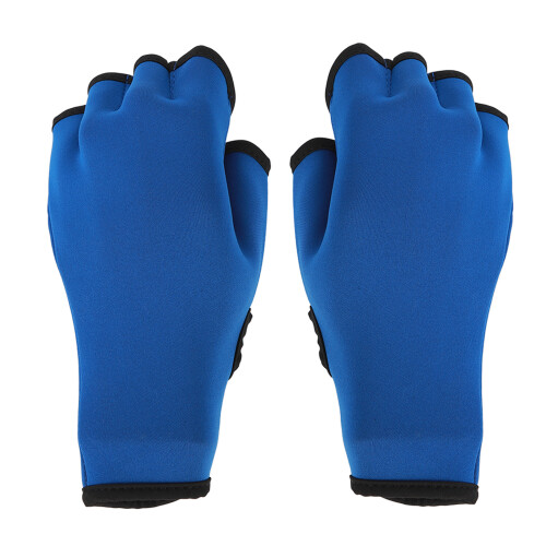Fingerless Webbed Aqua Gloves Neoprene Blue Water Resistance M 2
