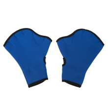 Schwimmhandschuhe Netzähnlich, rutschsicher, fingerlos, Neoprenschutz für Wasserwiderstandstraining, Blau, S