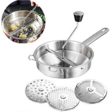 Manual Function, Professional Rotary Food Mill Stainless Steel, Home Kitchen Vegetable Grinder Tool with 3 Milling Disks, Manual Grinder