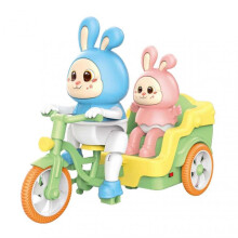 (Blue) Cute Bunny Electric Tricycle Toy With Lights Music Interesting Universal Bunny Tricycle Doll Model Toy Gift For 1 2 3 Year