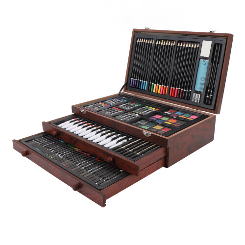 142PCS Set Wooden Art Set 24PCS Colored Pencils 2
