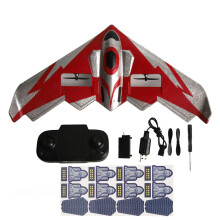 RC-Flugzeug-Kit Segelflugzeug Fernsteuerung EPP-Schaumflugzeug mit LED-Licht für Anfänger Erwachsene Kinder Rot 2 Batterien