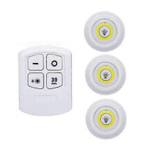 (warm) 3W Super Bright Cob Under Cabinet Light LED Wireless Remote Control Dimmable Wardrobe Night Lamp Home Bedroom Kitchen Nightlight